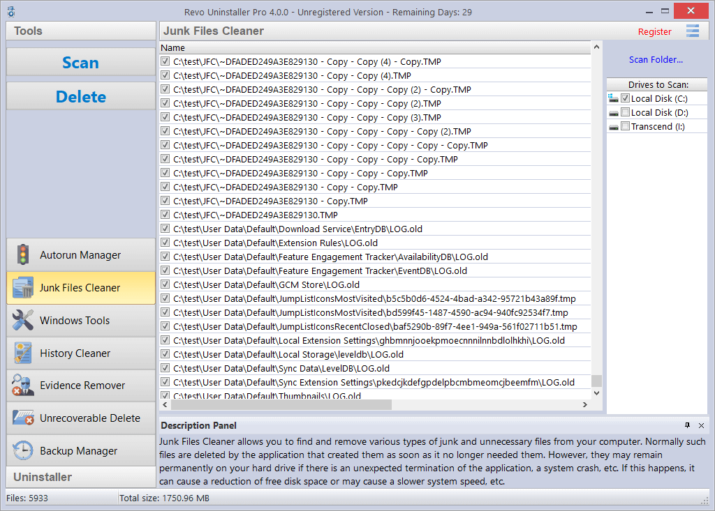 Screenshot of Junk Files Cleaner